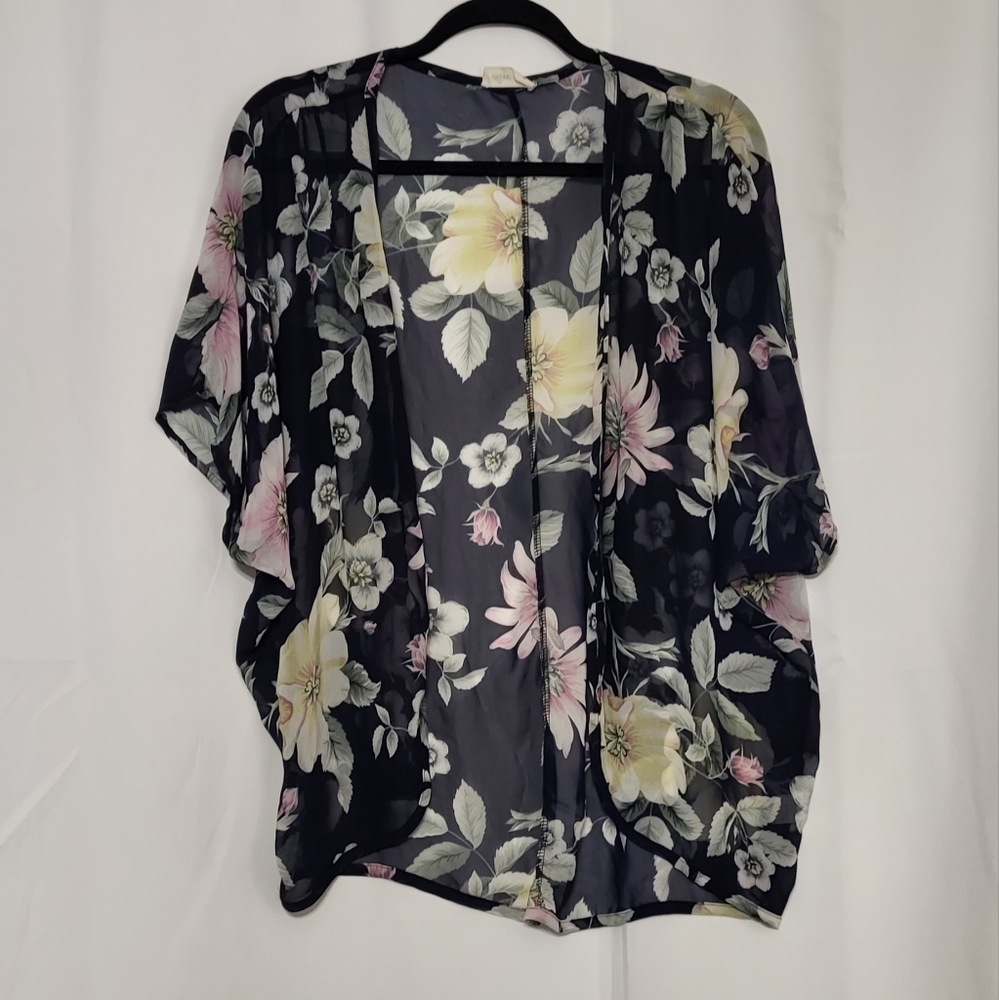 Olive Tree Women's Blue Boho Floral Kimono Size Large